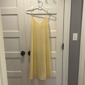 Yellow floral midi dress